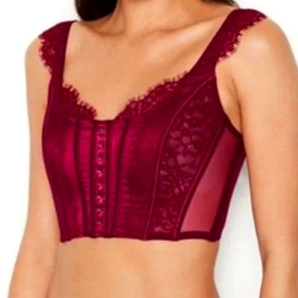 Victoria’s Secret Rouge Pink Dream Angels Lace Corset Bra Top XXL NWT - Picture 1 of 6